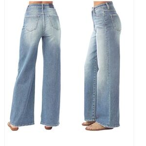 Risen Jeans Light Washed High Rise Wide Leg Denim